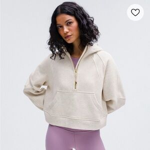 Lululemon Scuba Oversized Half Zip Hoodie in Cream/Silver